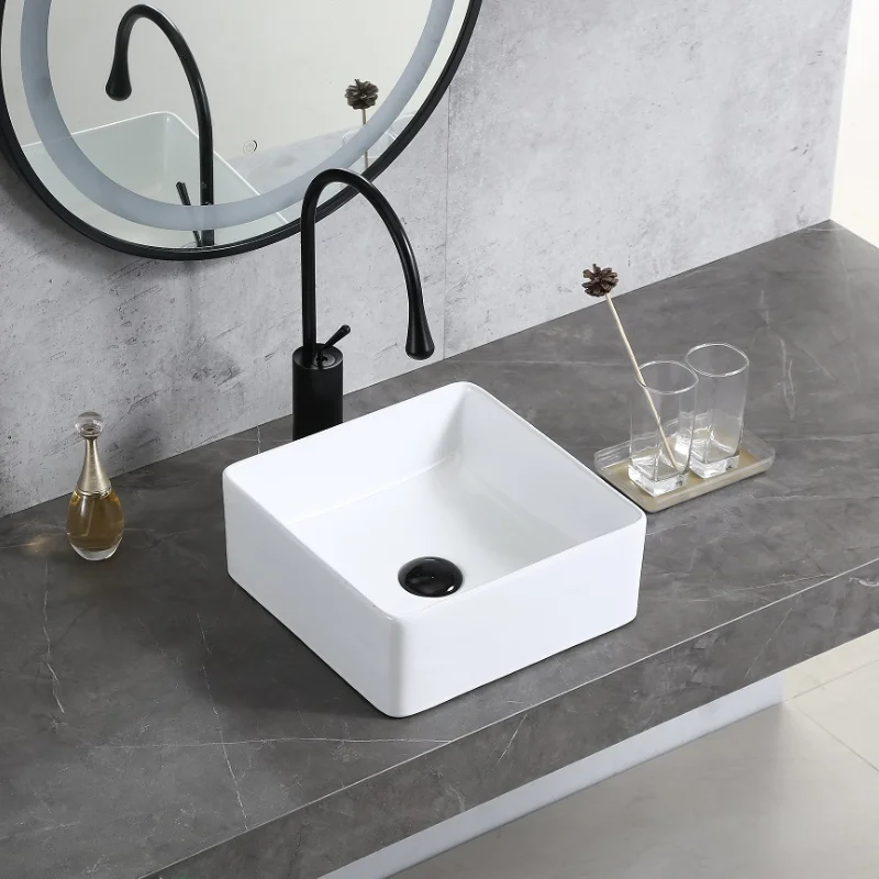 Square White Bathroom Counter  - Kitchen Gadgets Luxury recension och pris
